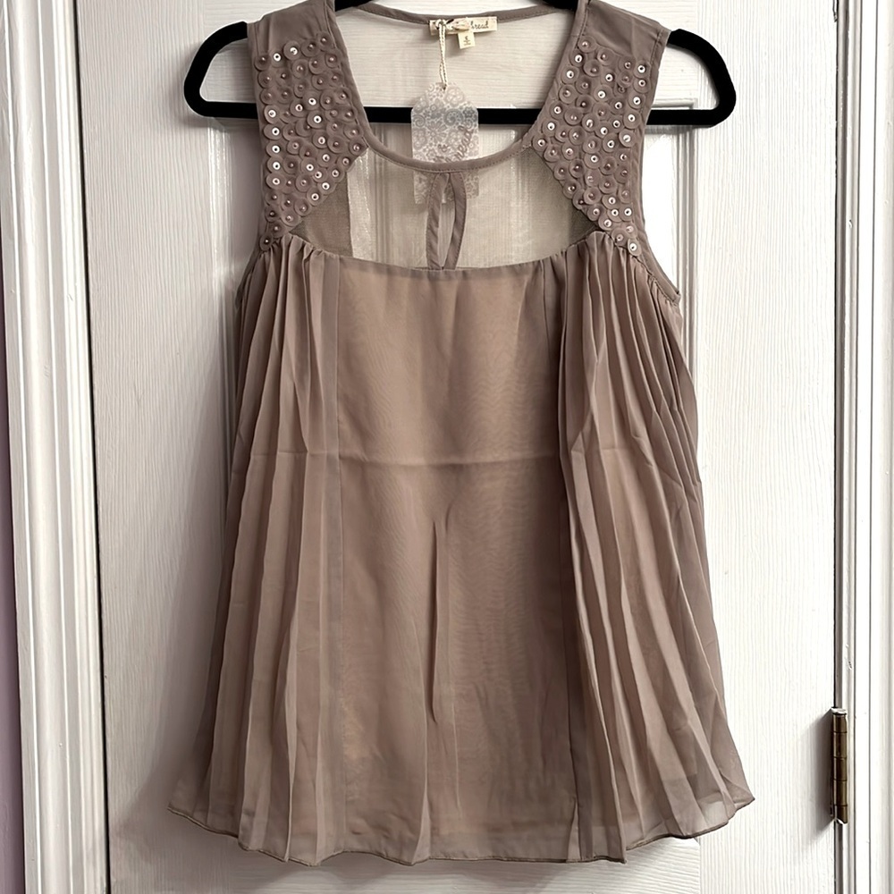 Hem & Thread Sequined Pleated Top